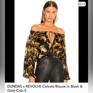 DUNDAS Black and Yellow Patterned Skirt